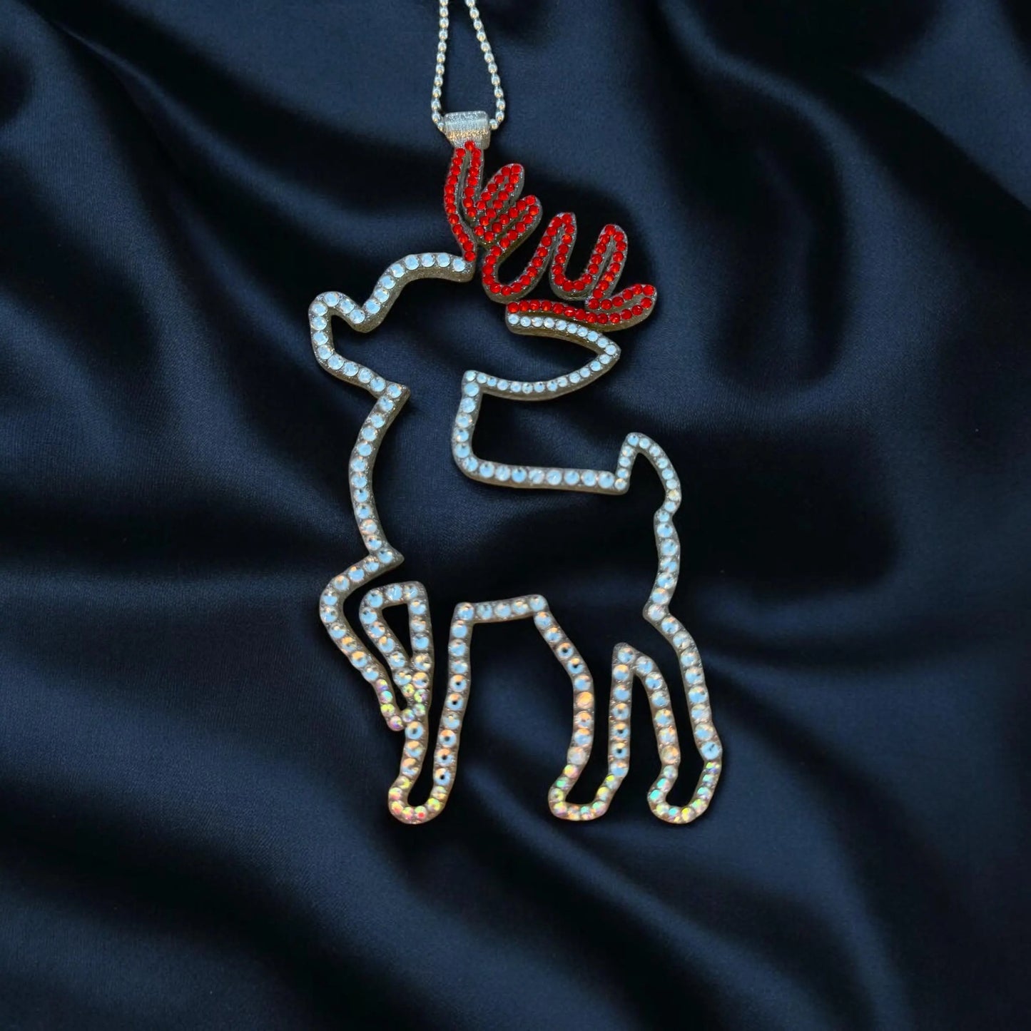 Christmas Little Deer Rhinestone Car Mirror Pendant