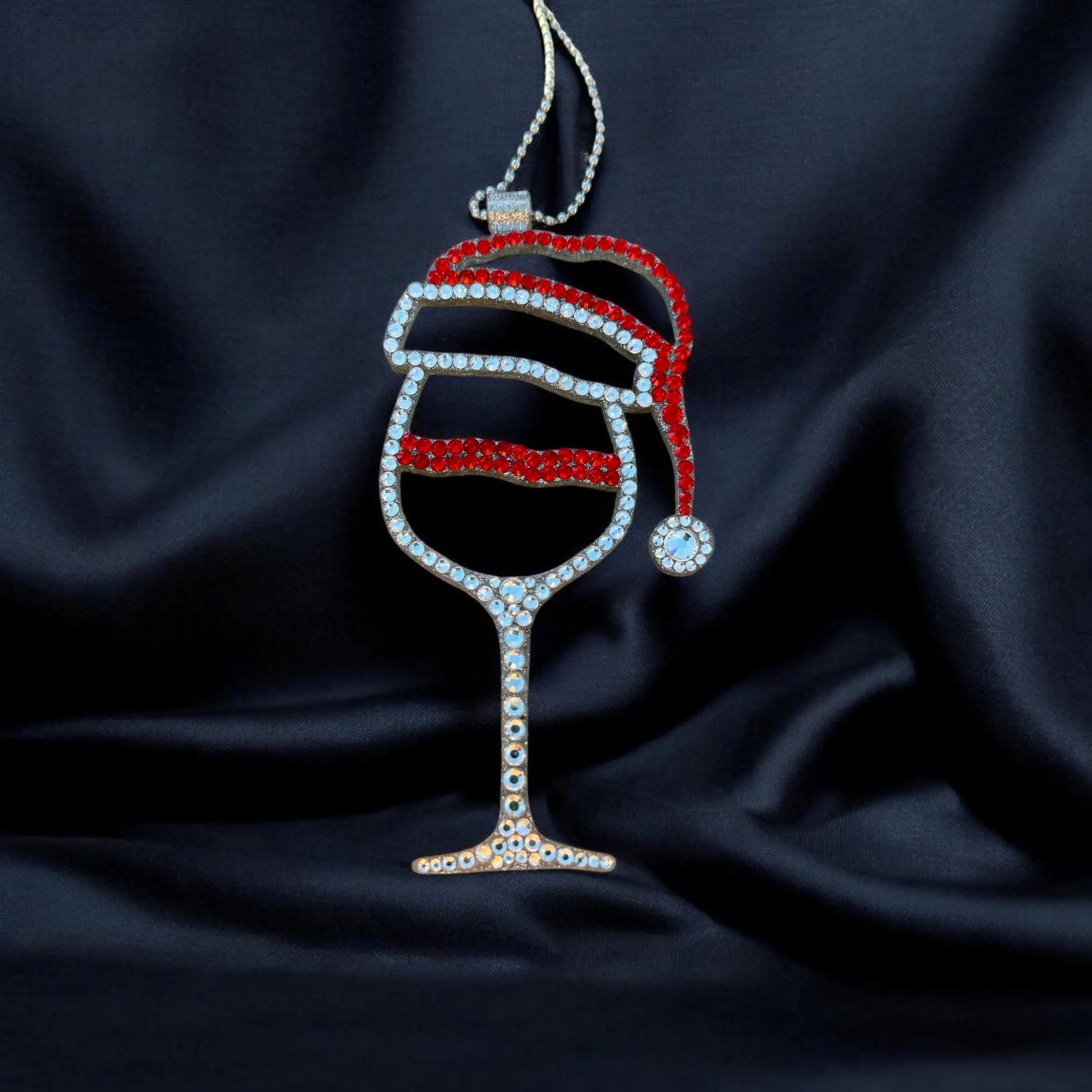 Christmas Glass Rhinestone Car Mirror Pendant