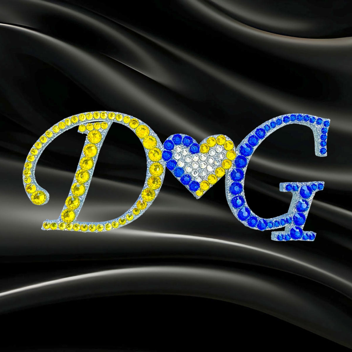Wedding Brooch rhinestone initials letters D and G