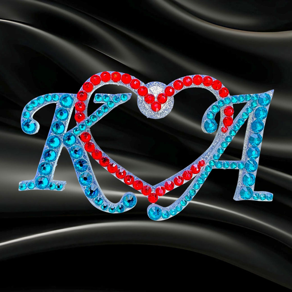 Wedding Brooch rhinestone initials letters K and A