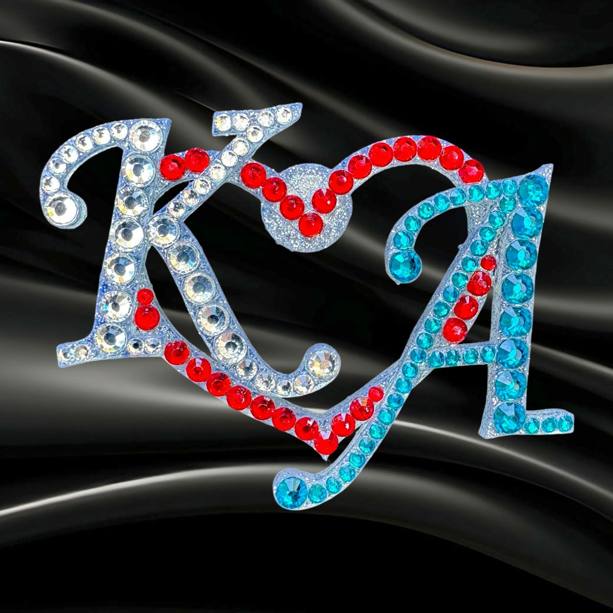 Wedding Brooch rhinestone initials letters K and A
