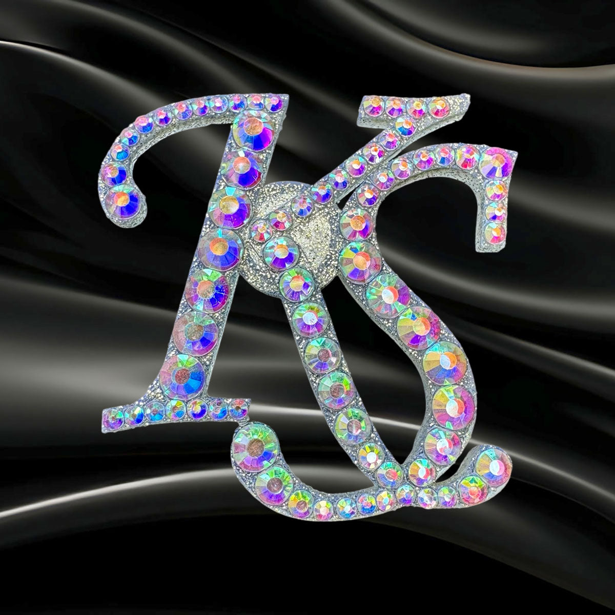 Wedding Brooch rhinestone initials letters K and S