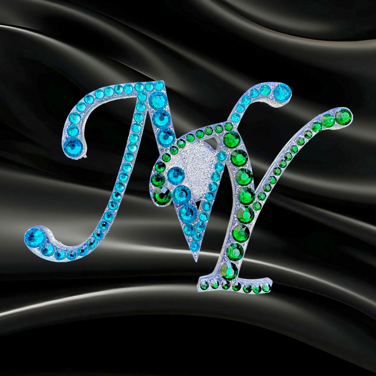 Wedding Brooch rhinestone initials letters N and Y