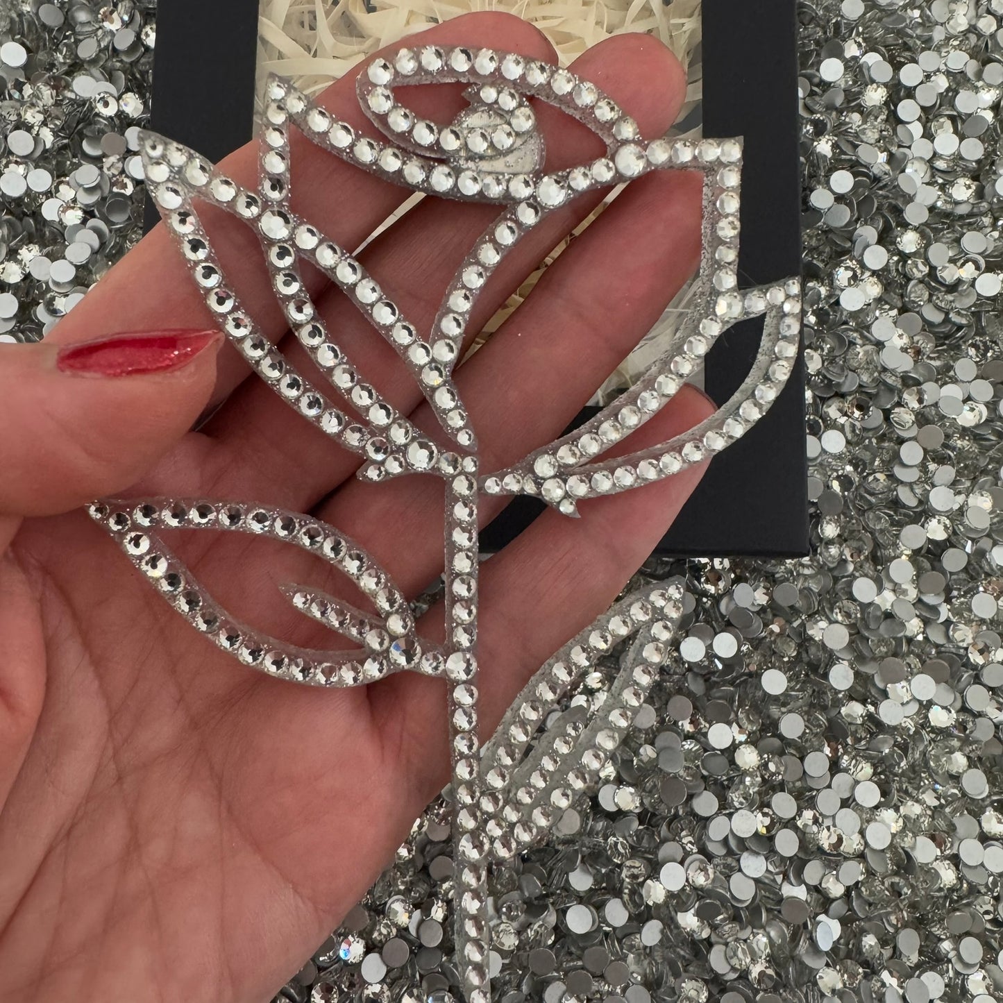 Rose interior decor rhinestone magnet White