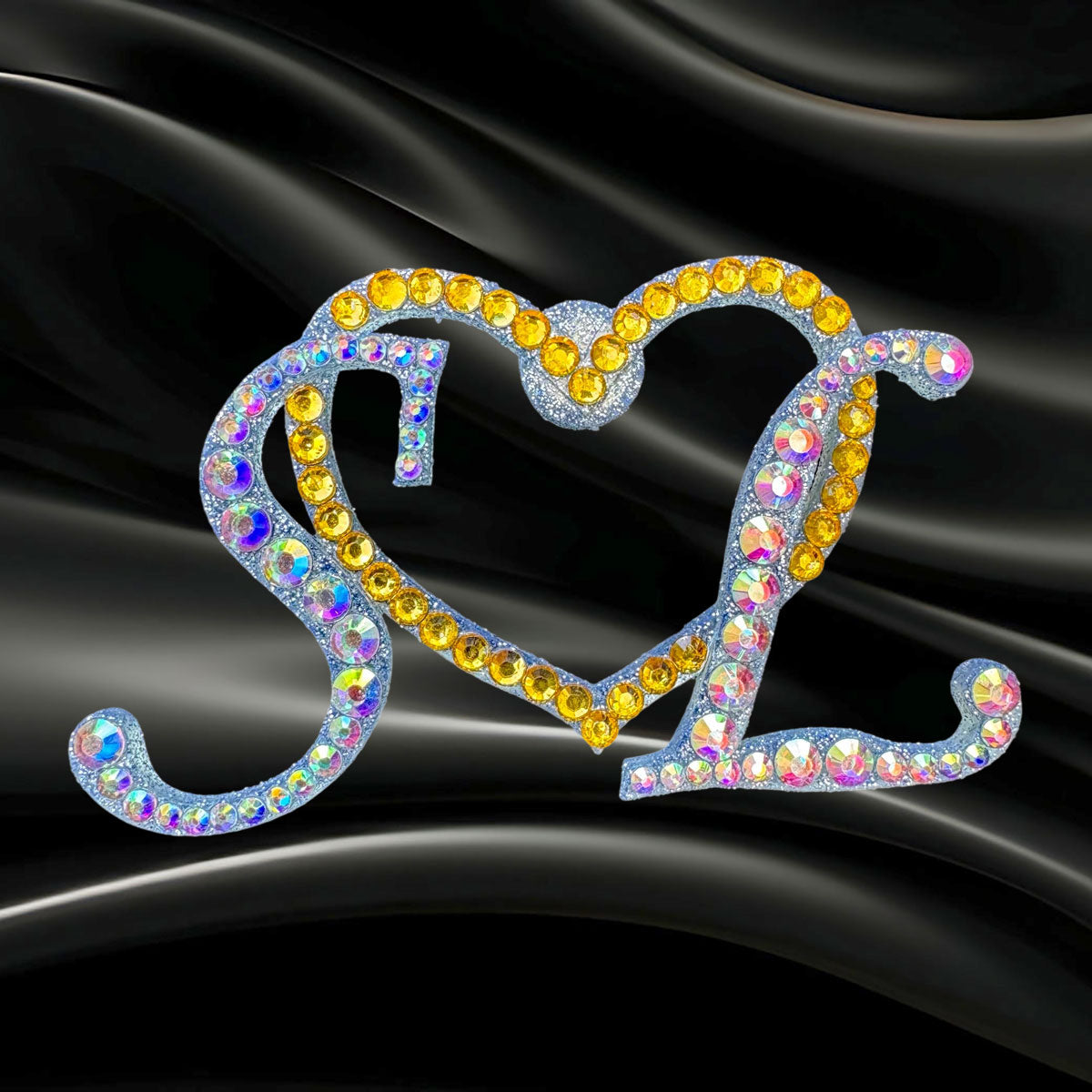 Wedding Brooch rhinestone initials letters S and L