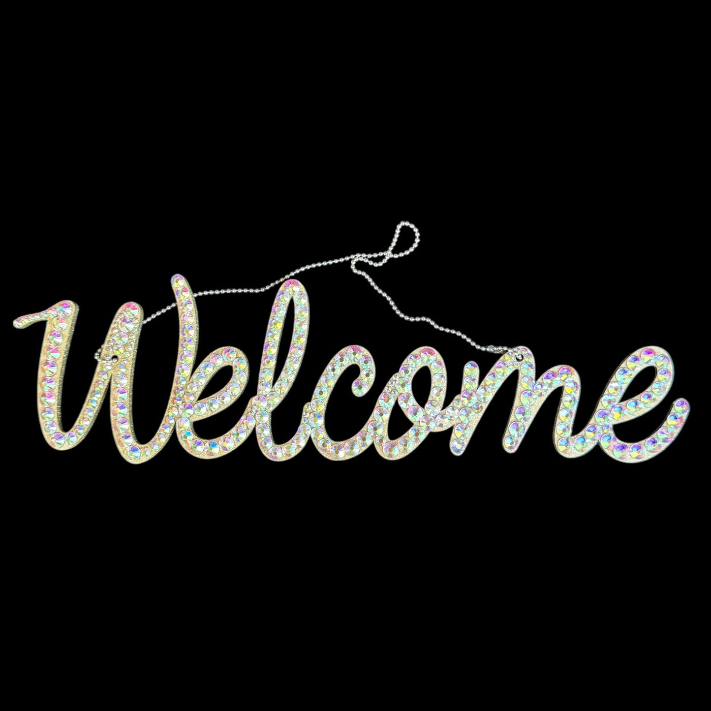 Welcome Door Sign decor rhinestone Rainbow
