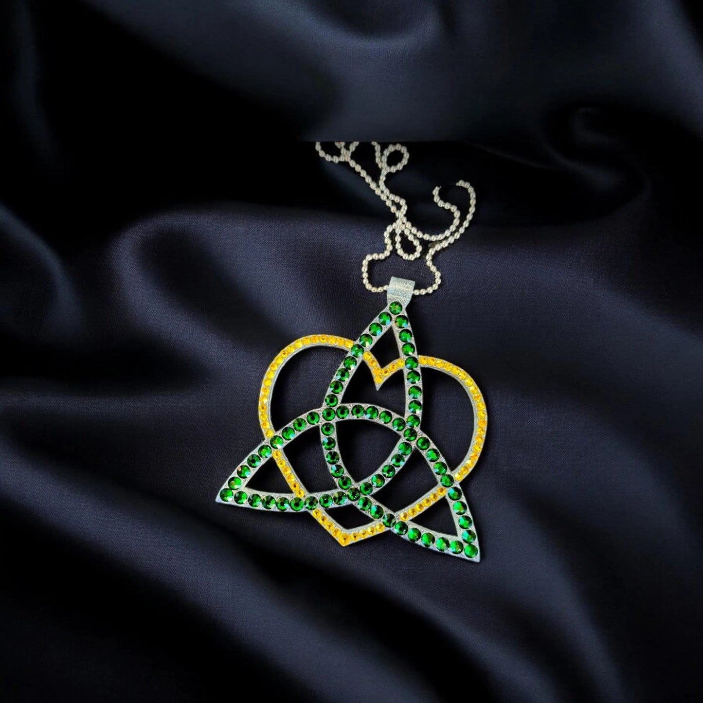 Celtic Triangle with Heart Rhinestone Decor Pendant