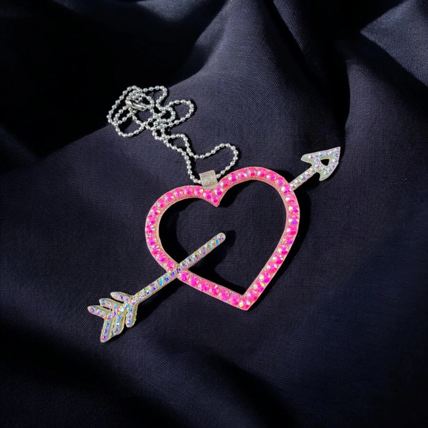 Heart with Arrow Rhinestone Decor Pendant