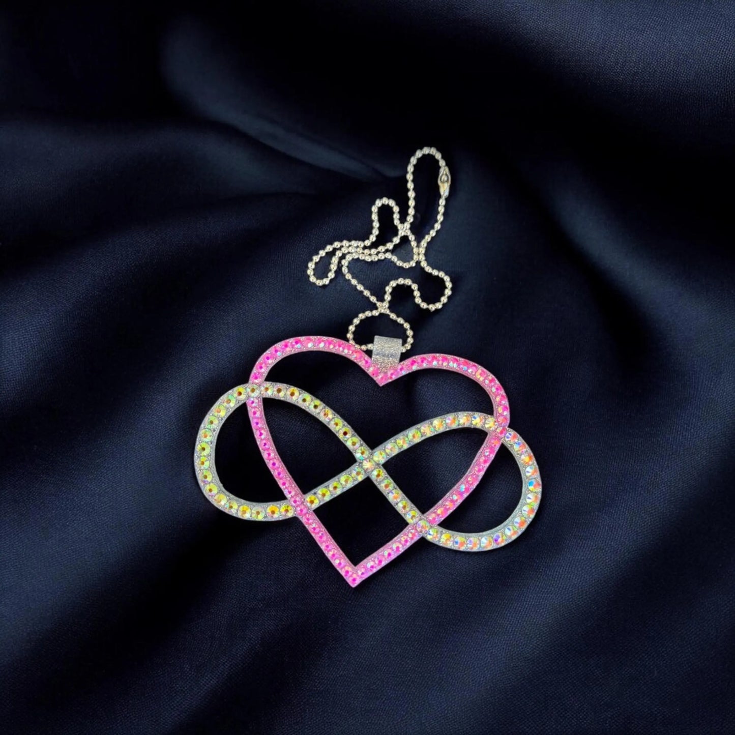 Infinity with Heart Rhinestone Decor Pendant Rainbow and Blue