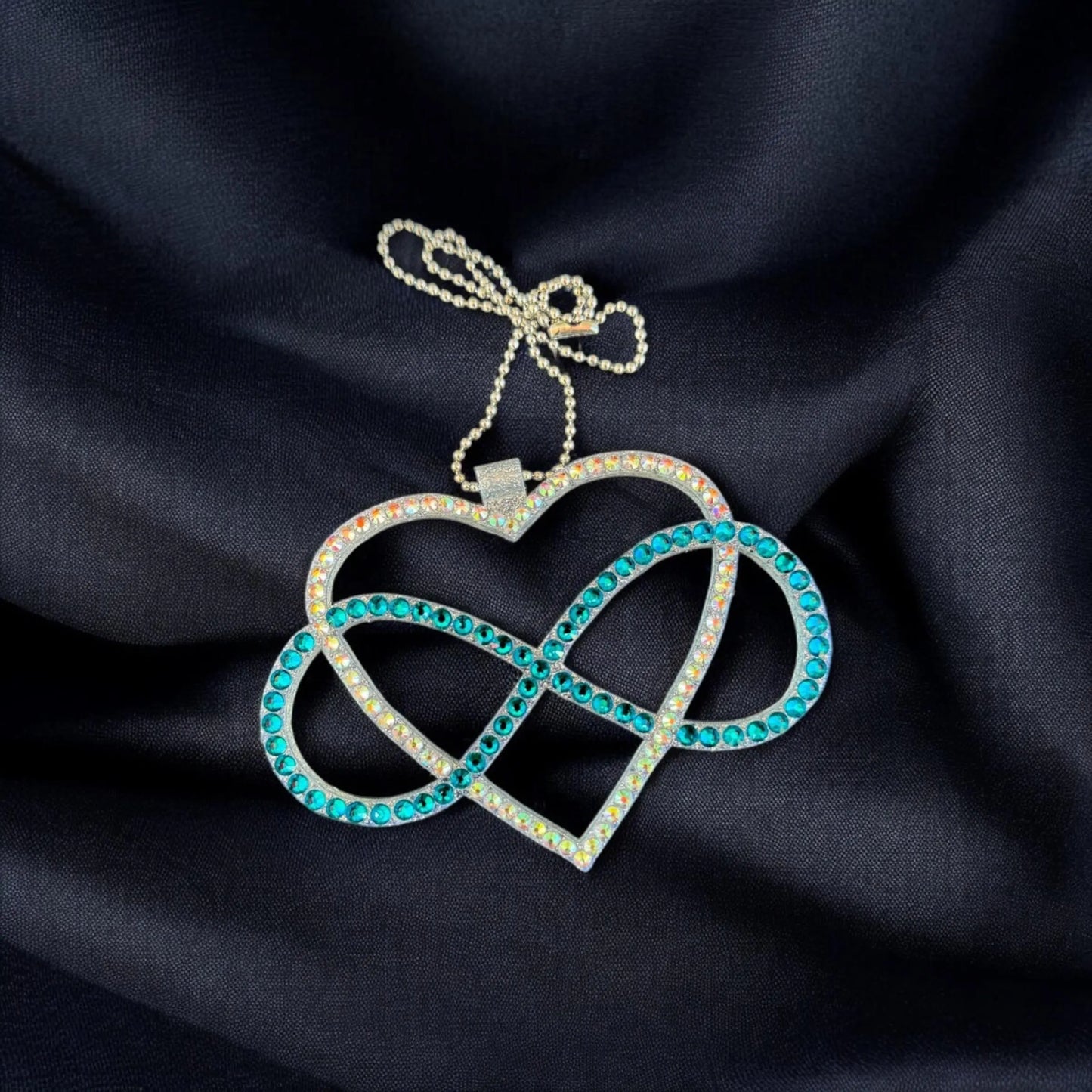 Infinity with Heart Rhinestone Decor Pendant Rainbow and Blue