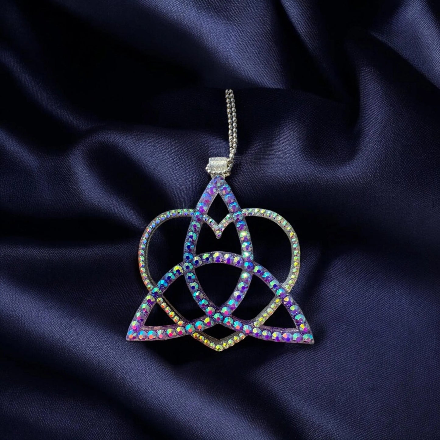 Celtic Triangle with Heart Rhinestone Decor Pendant