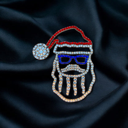 Christmas Santa in Glasses Rhinestone Decor Magnet
