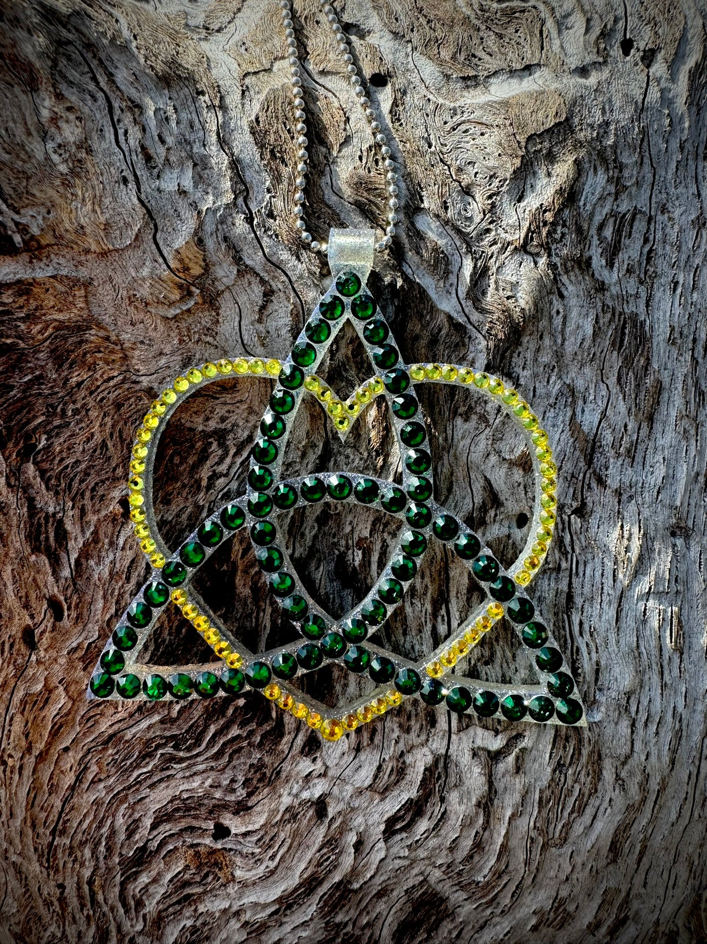 Celtic Triangle with Heart Rhinestone Decor Pendant