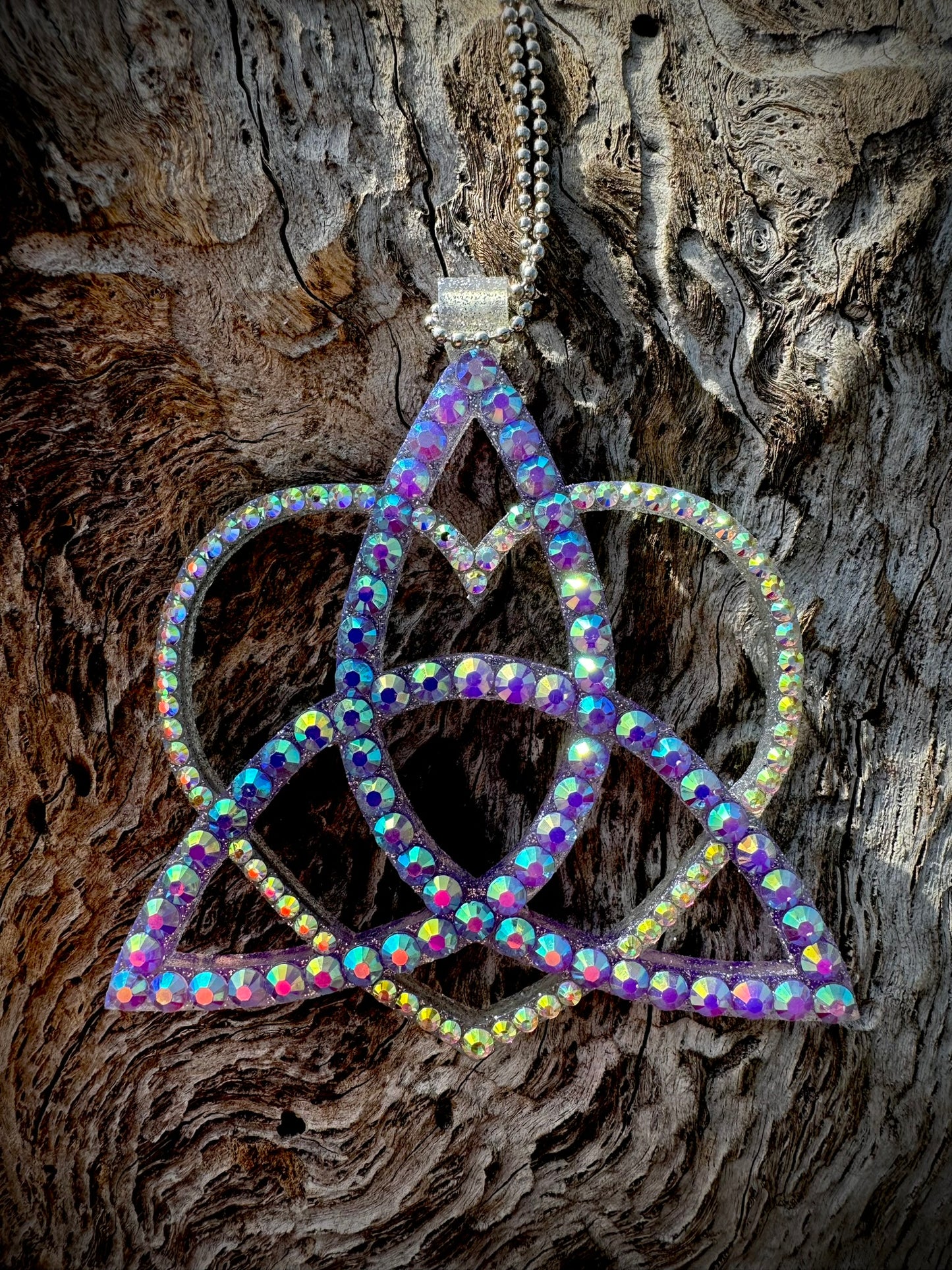 Celtic Triangle with Heart Rhinestone Decor Pendant