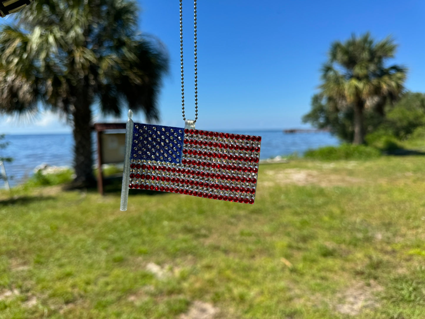 USA Flag Rhinestone Decor Pendant