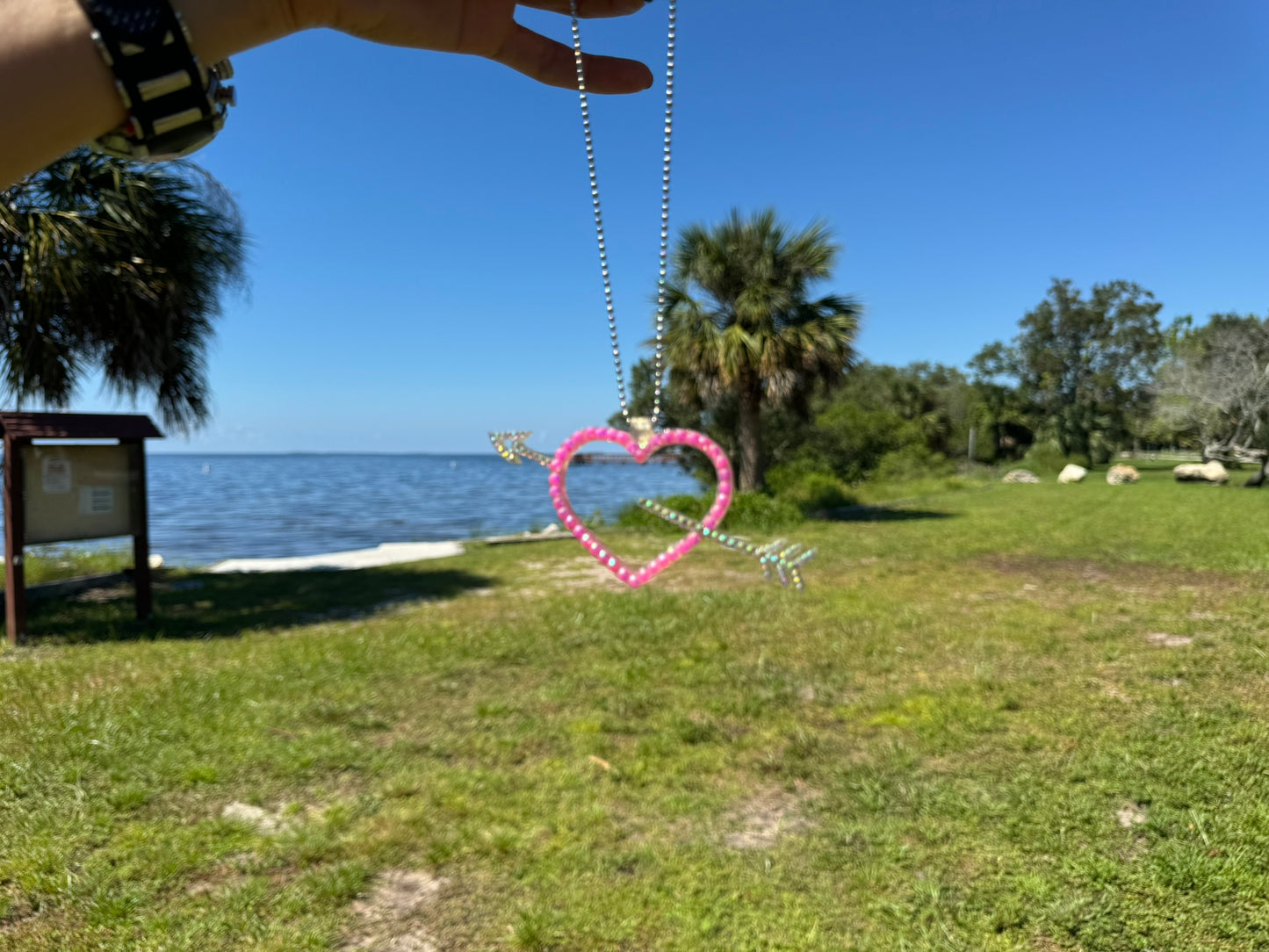 Heart with Arrow Rhinestone Decor Pendant