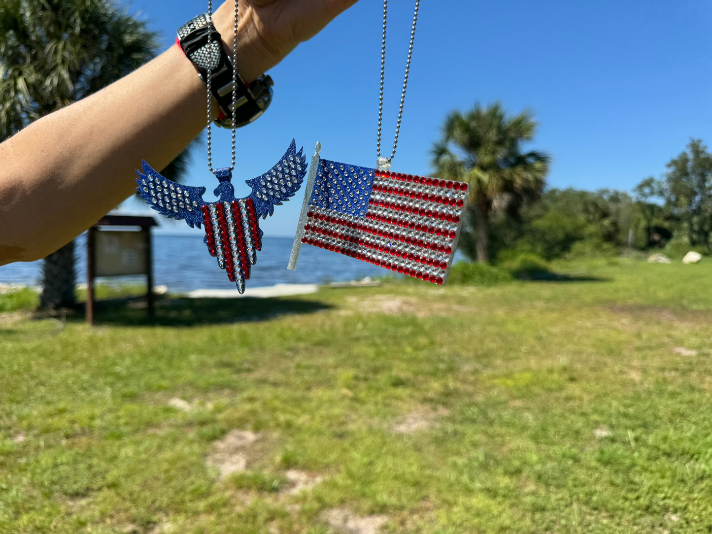 American Eagle Rhinestone Decor Pendant