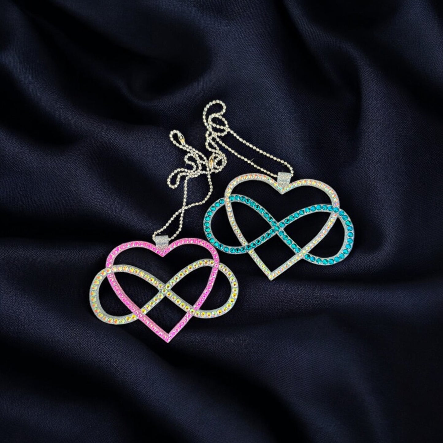 Infinity with Heart Rhinestone Decor Pendant Rainbow and Blue