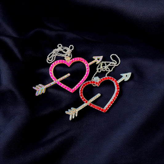 Heart with Arrow Rhinestone Decor Pendant