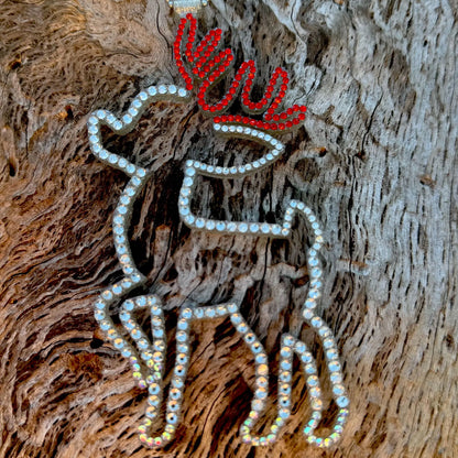 Christmas Little Deer Rhinestone Car Mirror Pendant