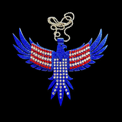 American Eagle Rhinestone Car Mirror Pendant (Wide)