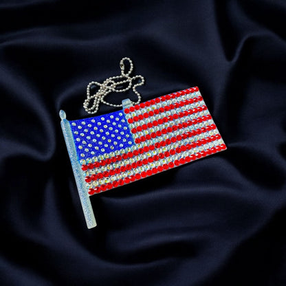 American Flag US Rhinestone Car Mirror Pendant