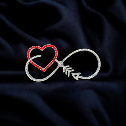Infinity arrow with Heart interior decor rhinestone magnet White and Red Hot