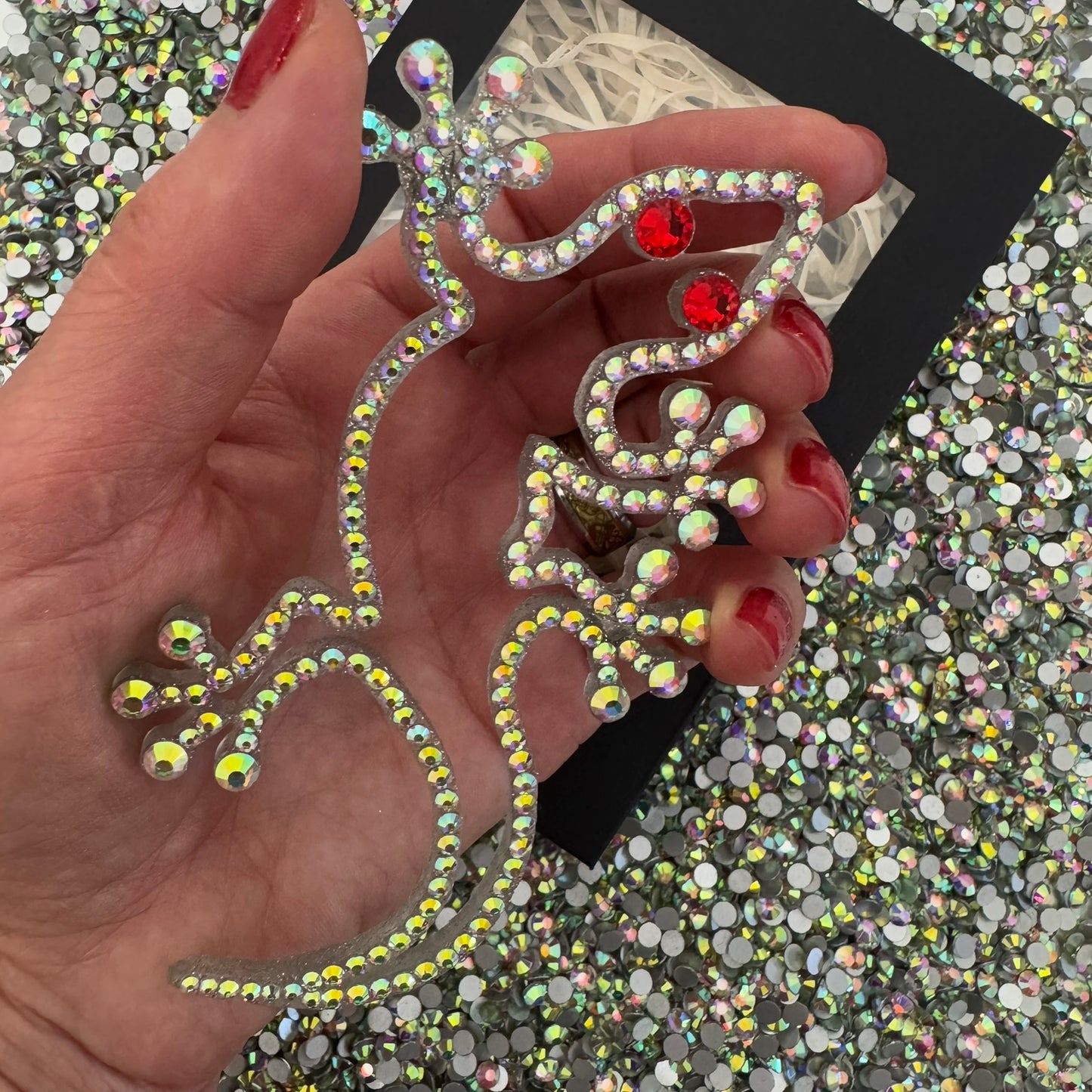 Lizard interior decor rhinestone magnet Rainbow and Red Hot