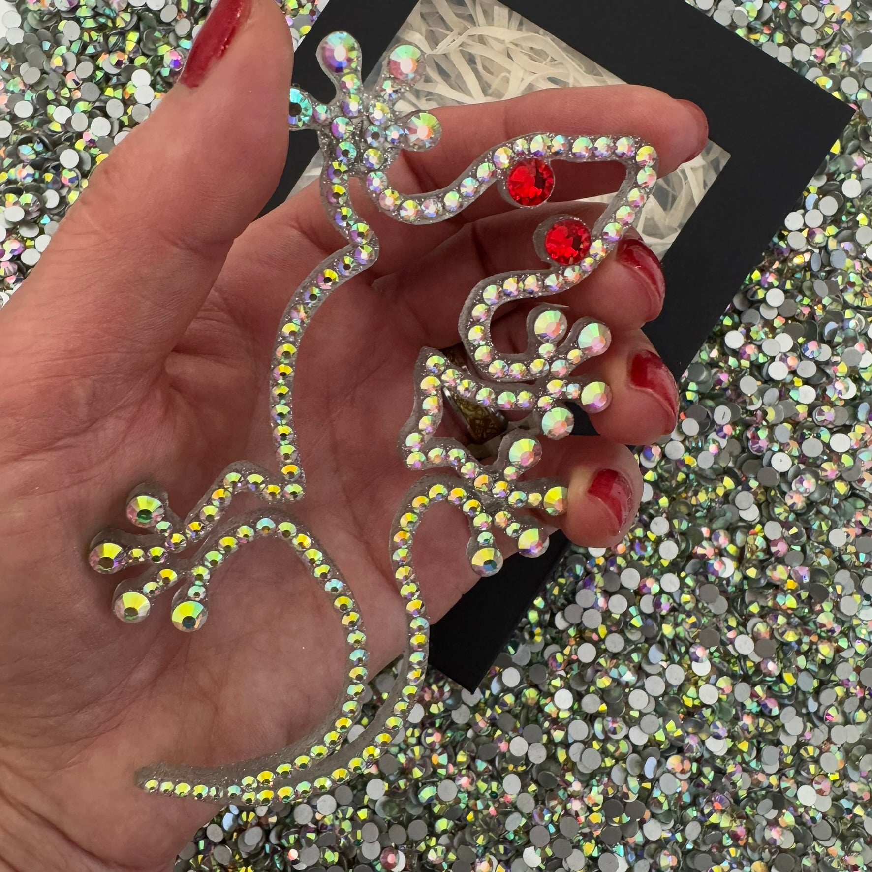 Lizard interior decor rhinestone magnet Rainbow and Red Hot