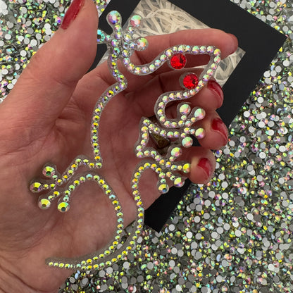 Lizard interior decor rhinestone magnet Rainbow and Red Hot
