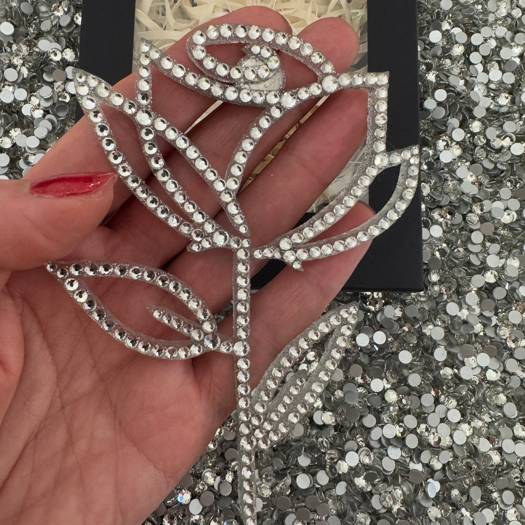 Rose interior decor rhinestone magnet White