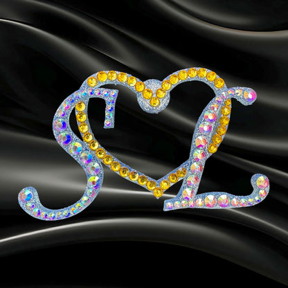 Wedding Brooch rhinestone initials letters S and L