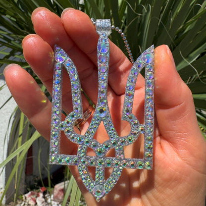 Trident UA car rearview mirror  rhinestone pendant Rainbow