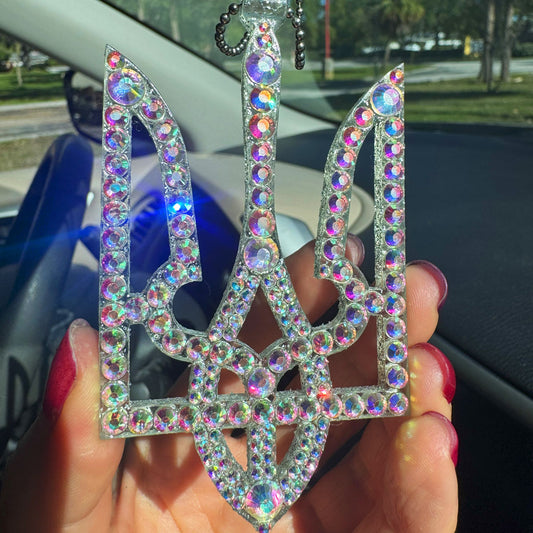 Trident UA car rearview mirror  rhinestone pendant Rainbow