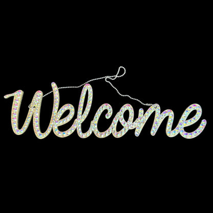 Welcome Door Sign decor rhinestone Rainbow