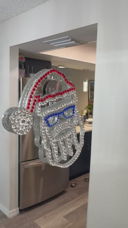 Christmas Santa in Glasses Rhinestone Decor Magnet