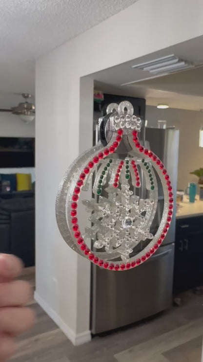 Christmas Ball Snowflake Rhinestone Decor Magnet