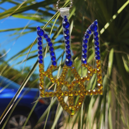 Trident UA car rearview mirror  rhinestone pendant Yellow and Blue