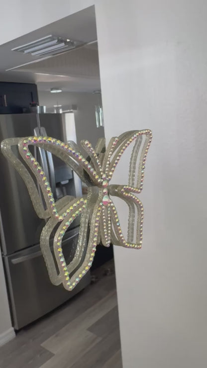Butterfly interior decor rhinestone magnet Rainbow