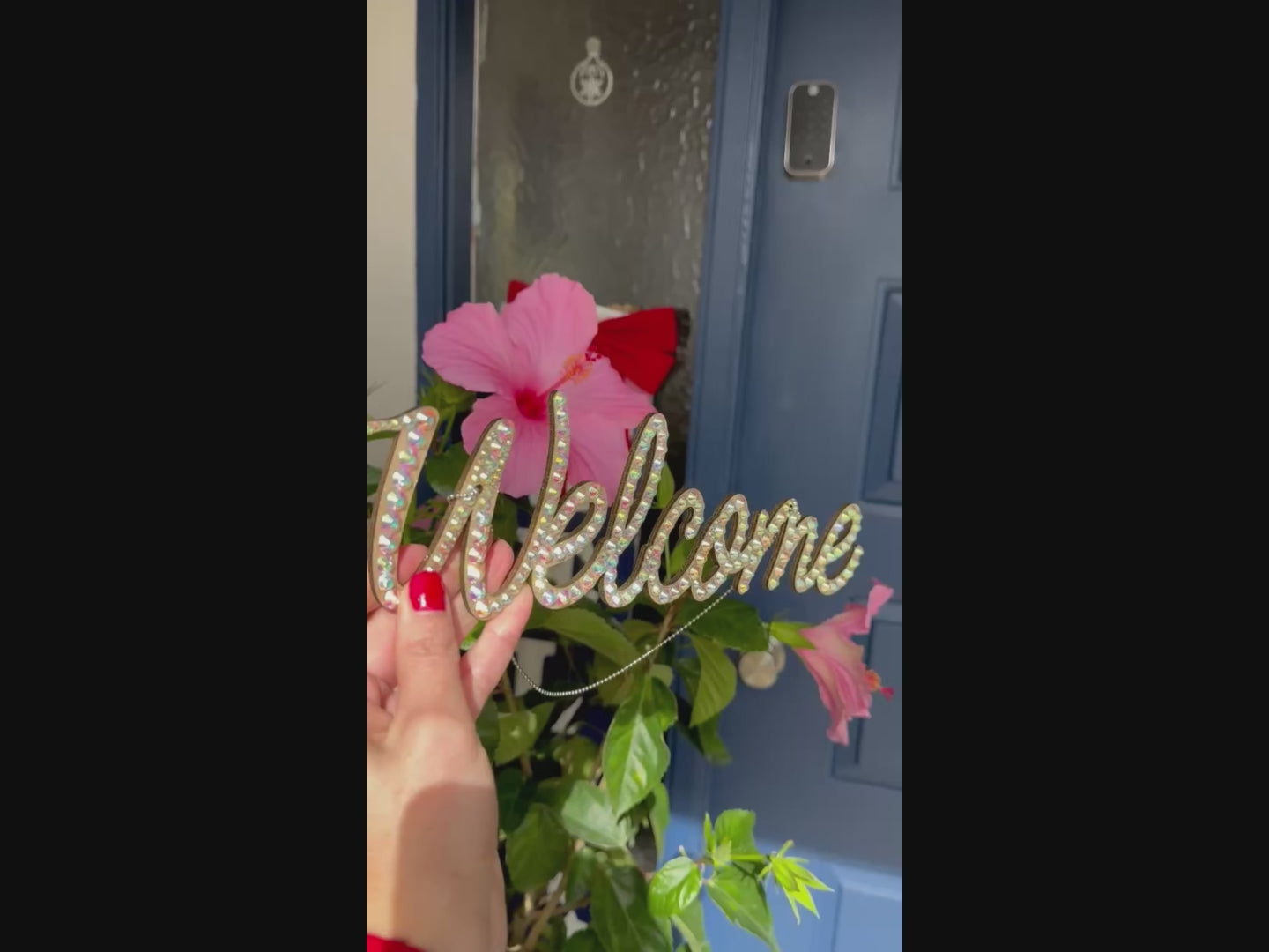 Welcome Door Sign decor rhinestone Rainbow