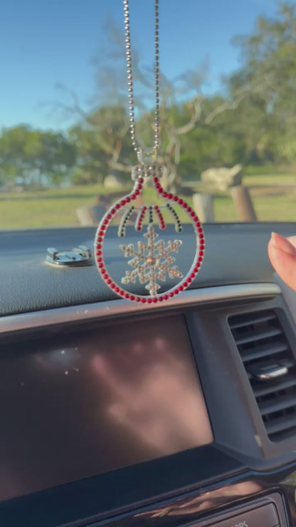 Christmas Ball with Snowflake Car Mirror Pendant