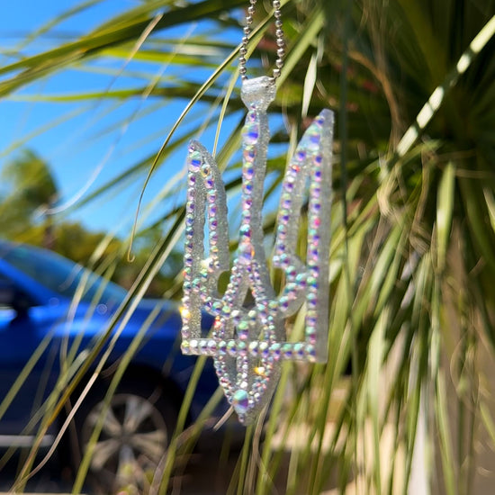Trident UA car rearview mirror  rhinestone pendant Rainbow